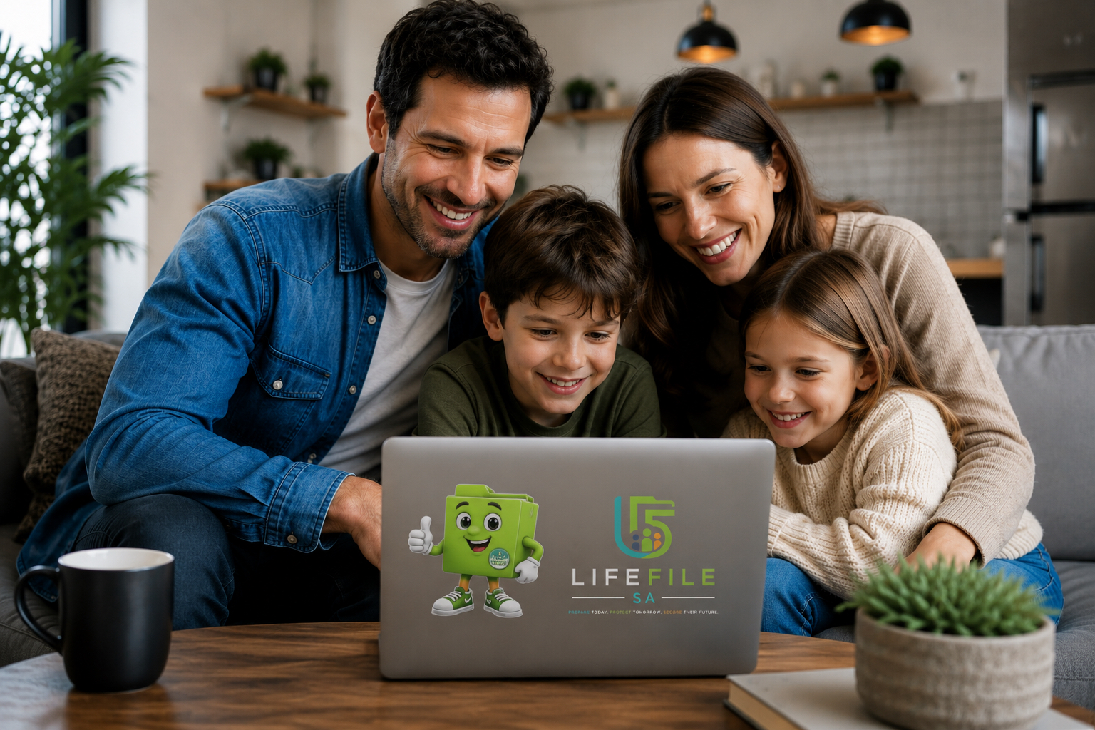 A family spending time together at home